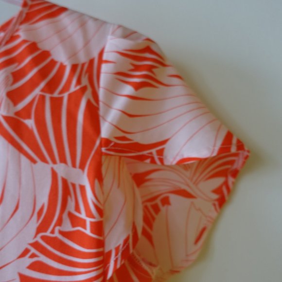 J.Crew Factory orange pink neon floral tulip flutter sleeve top XS 0 - Picture 4 of 10